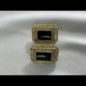 14k Elegant Black Onyx & Diamond Earrings